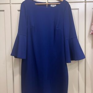 Calvin Klein Women's Royal Blue Flare Sleeve Dress